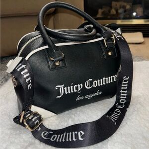 Juicy Couture Black & White Logo Satchel with Branded Strap